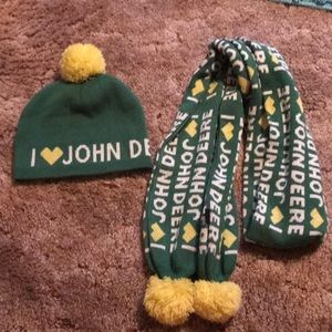 John Deere Pom stocking cap and scarf